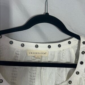 lovestitch White Eyelet Trim Peasant Top